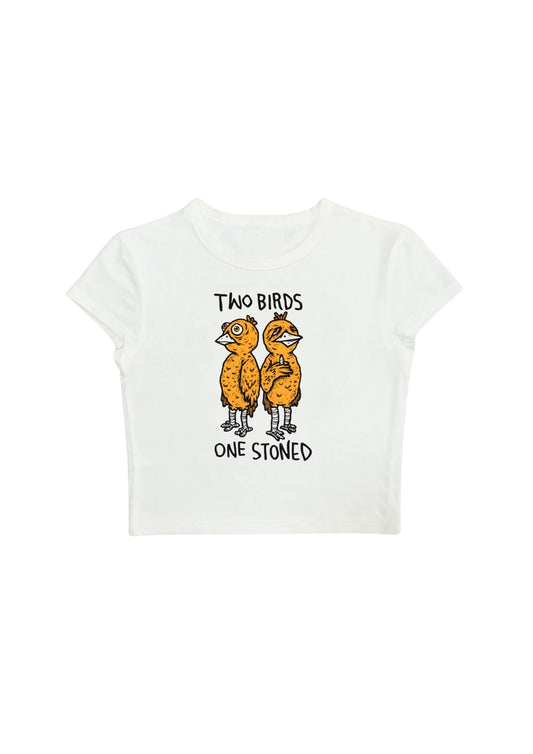 #CH044 chillandout Crop Tee two birds one stoned - Enicpet Premium Store
