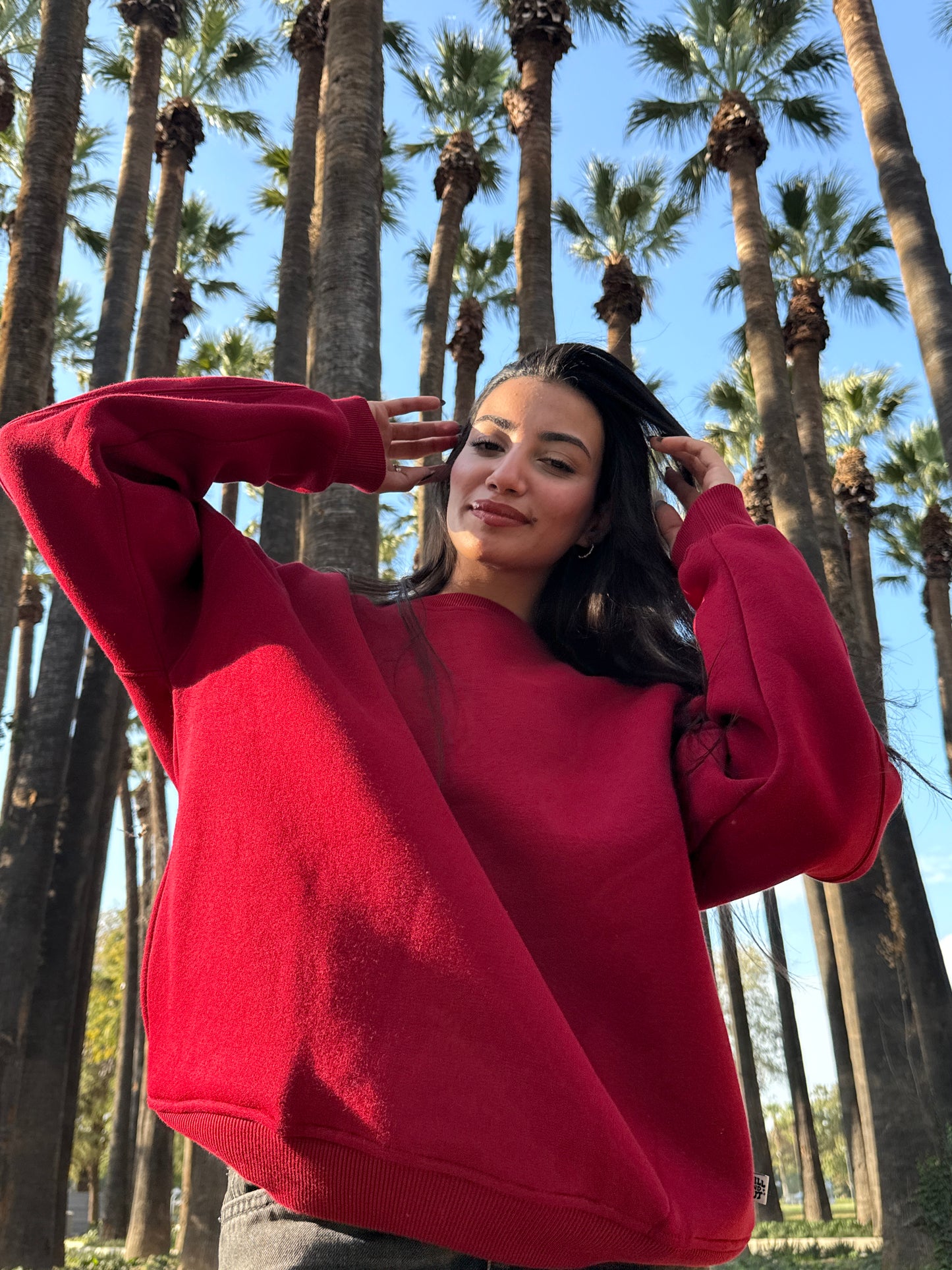 Chillandout Basic Sweatshirt – %100 Pamuklu Oversize Bordo 💄