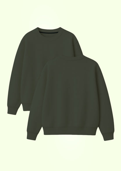 Chillandout Basic Sweatshirt – %100 Pamuklu Oversize Haki Yeşil