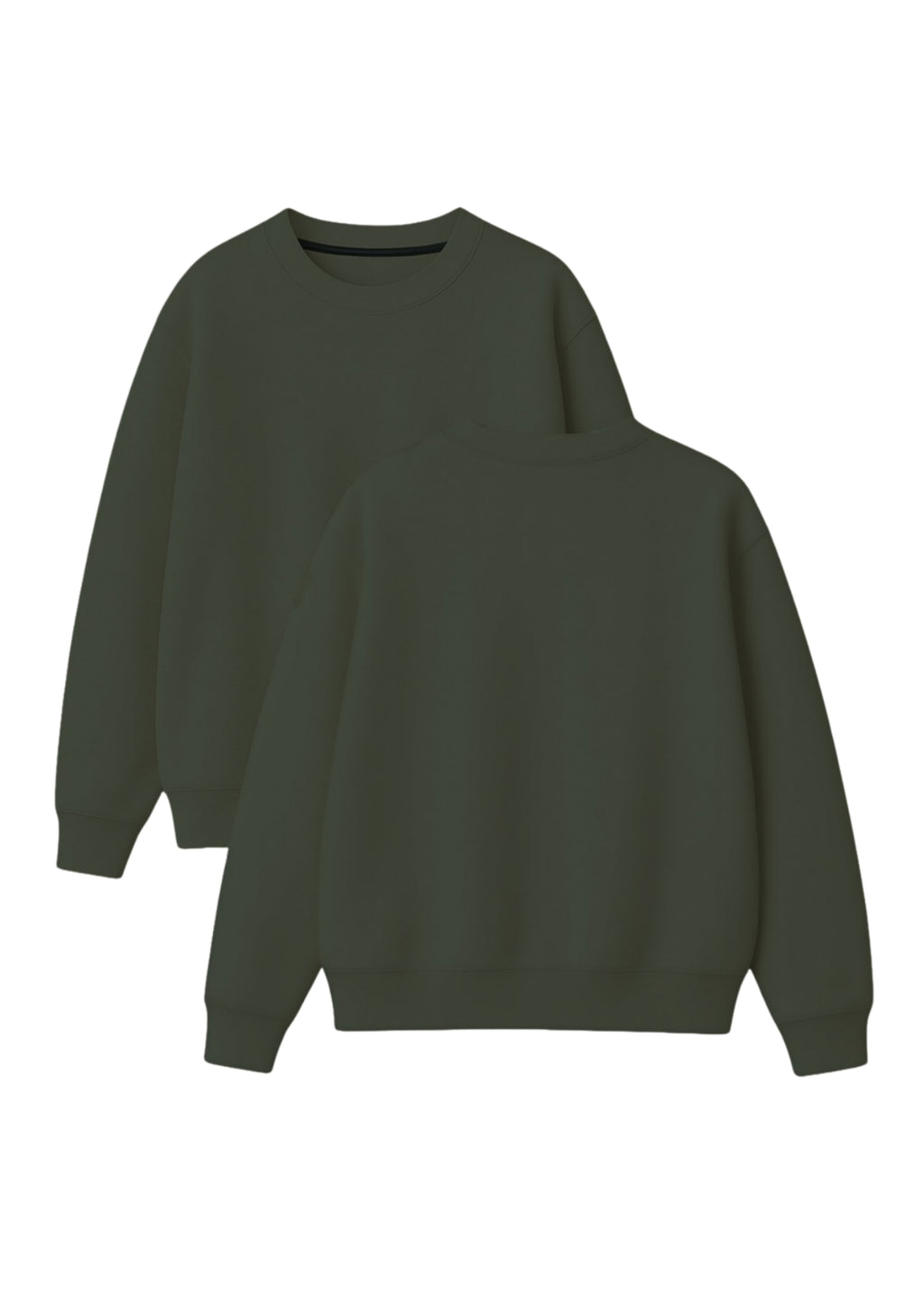 Chillandout Basic Sweatshirt – %100 Pamuklu Oversize Haki Yeşil - Enicpet Premium Store