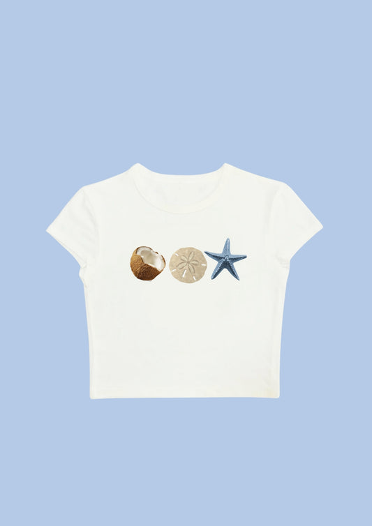 #CH083 chillandout Crop Tee seashellthree - Enicpet Premium Store