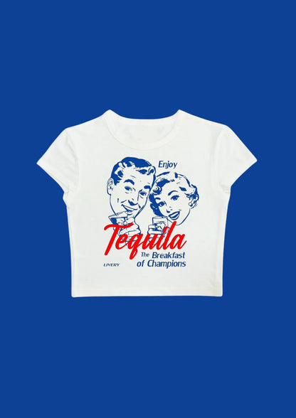 #CH014 chillandout Crop Tee tequila the breakfast of champions - Enicpet Premium Store