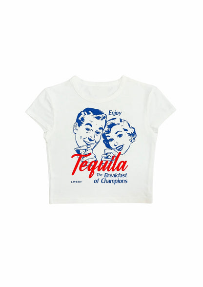#CH014 chillandout Crop Tee tequila the breakfast of champions - Enicpet Premium Store