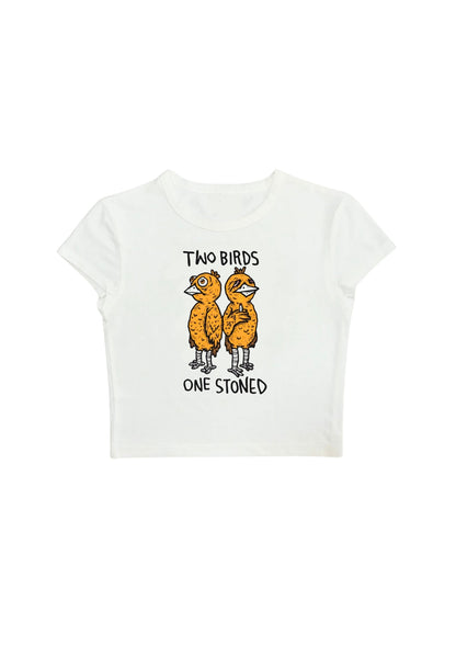 #CH044 chillandout Crop Tee two birds one stoned - Enicpet Premium Store