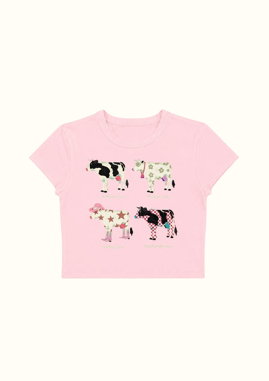 Pastel Cow Parade Crop Tee - Enicpet Premium Store