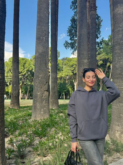 Chillandout Basic Hoodie – %100 Pamuklu Oversize Antrasit