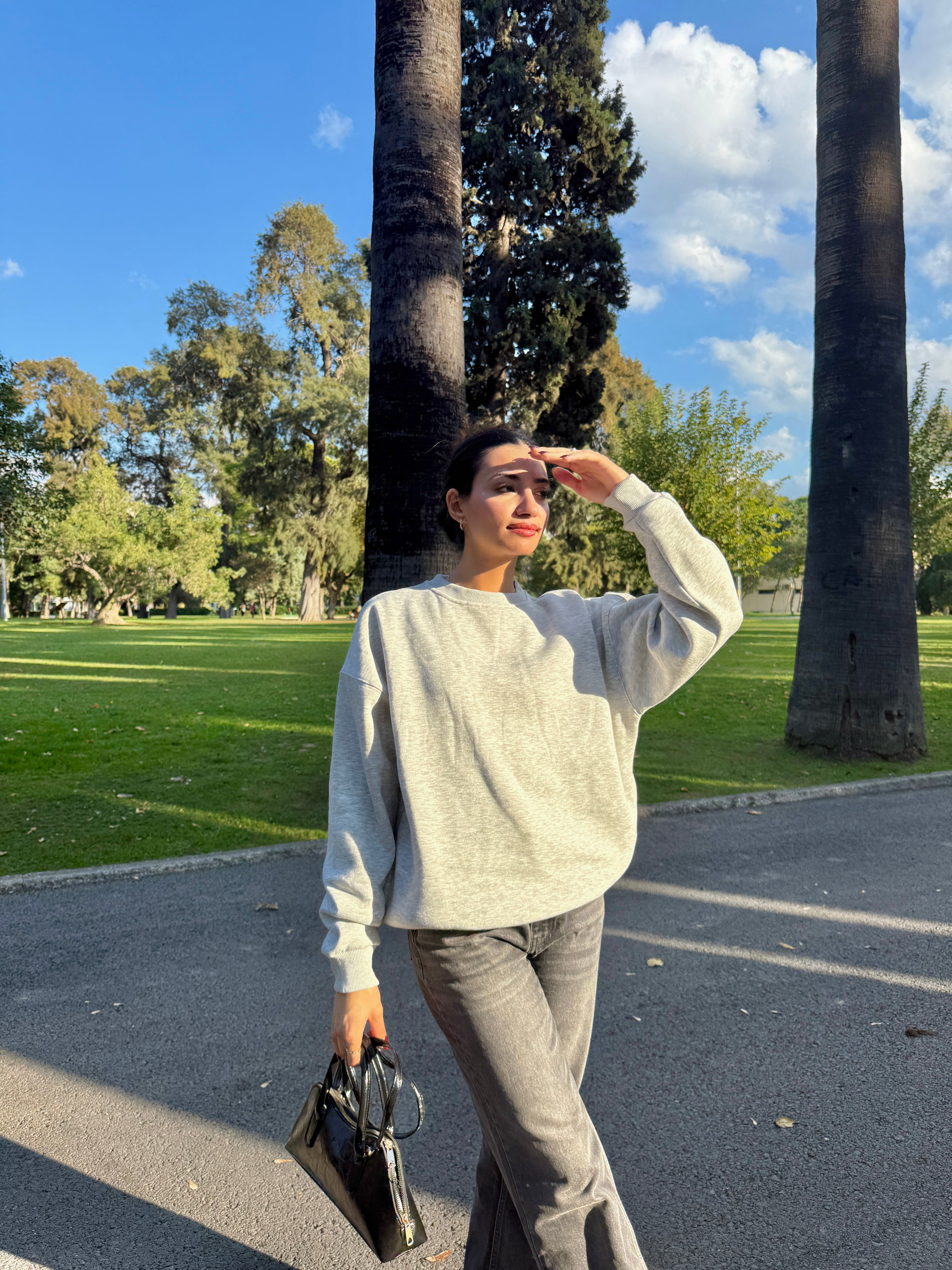 Chillandout Basic Sweatshirt – %100 Pamuklu Oversize GriMelanj🩶 - Enicpet Premium Store