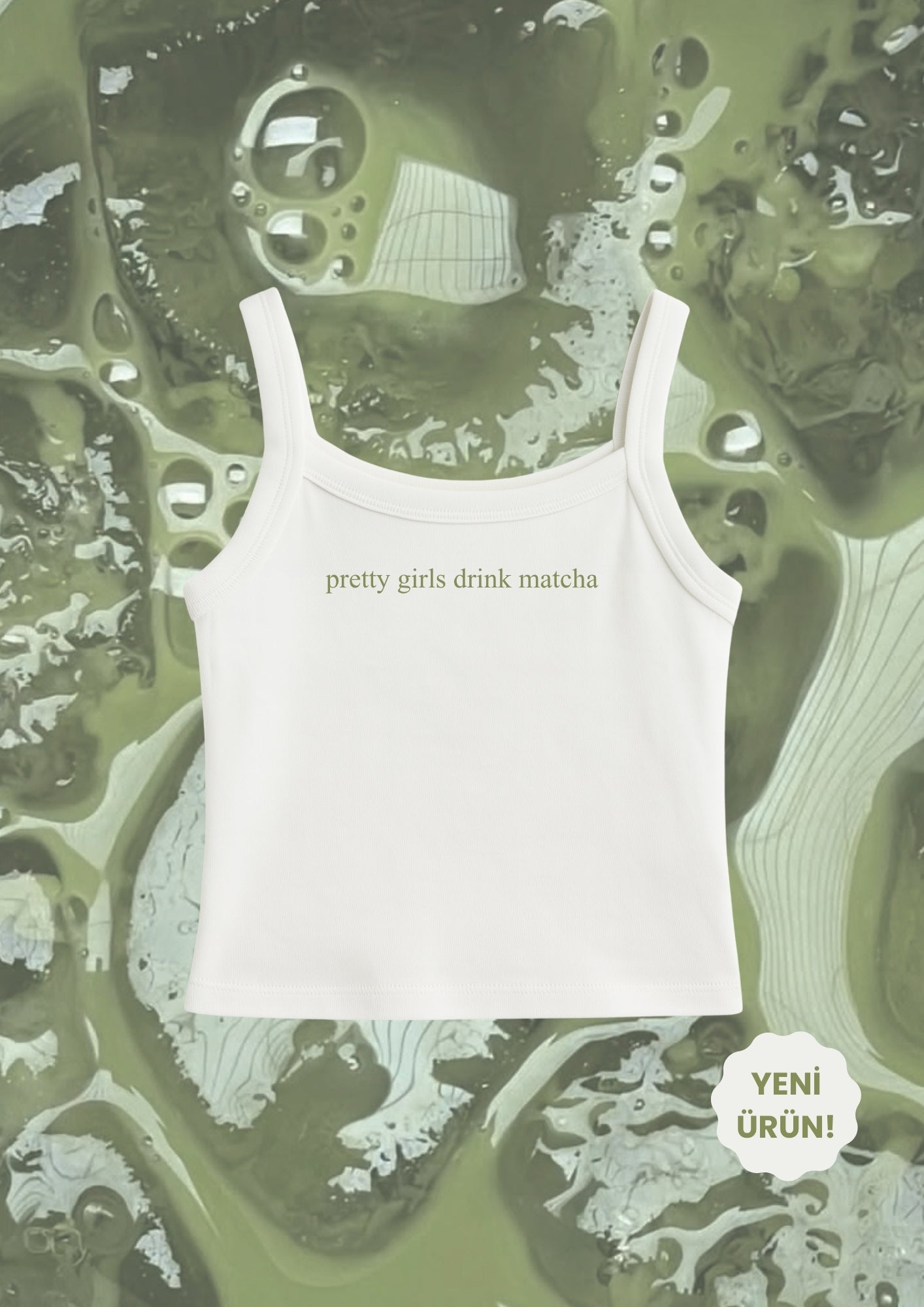 pretty girls drink matcha Tank Top Askılı - Enicpet Premium Store