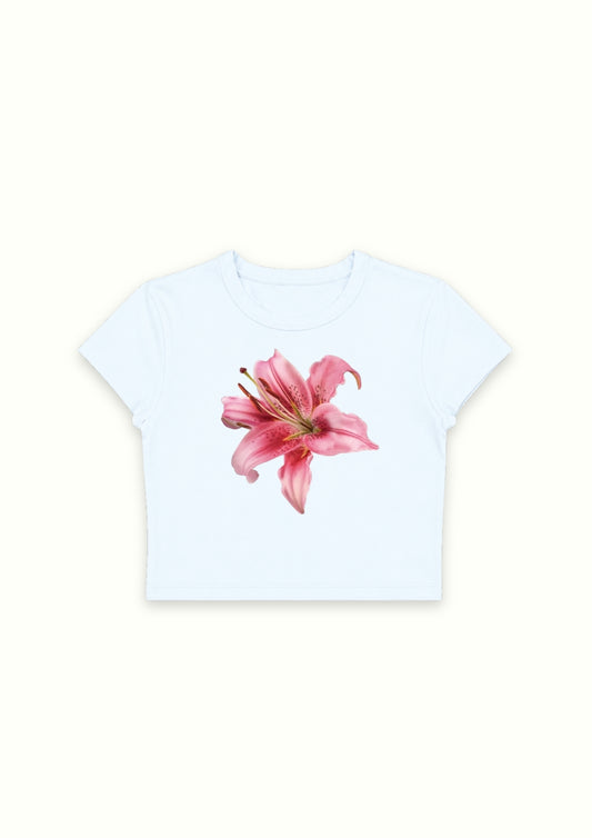 Pink Lily Blue Crop Tee