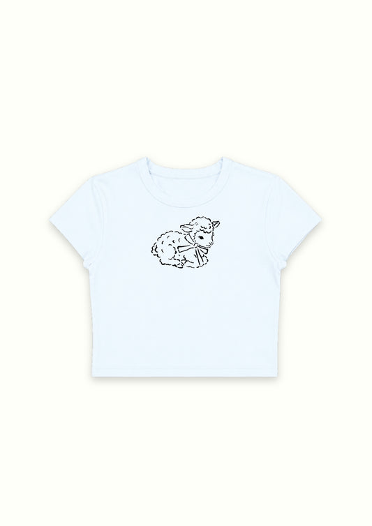 Teddy Doodle Blue Crop Tee