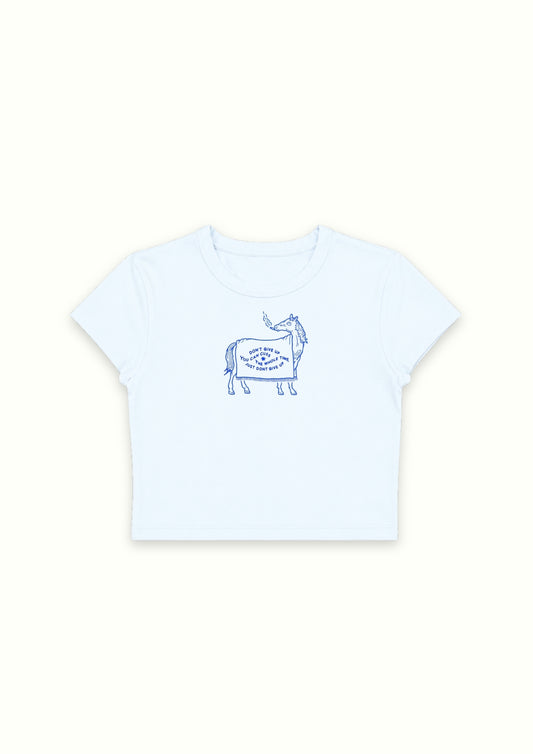 Blue Pony Sketch Blue Crop Tee