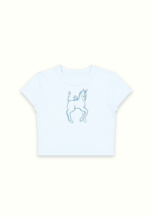 Wild Spirit Horse Blue Crop Tee