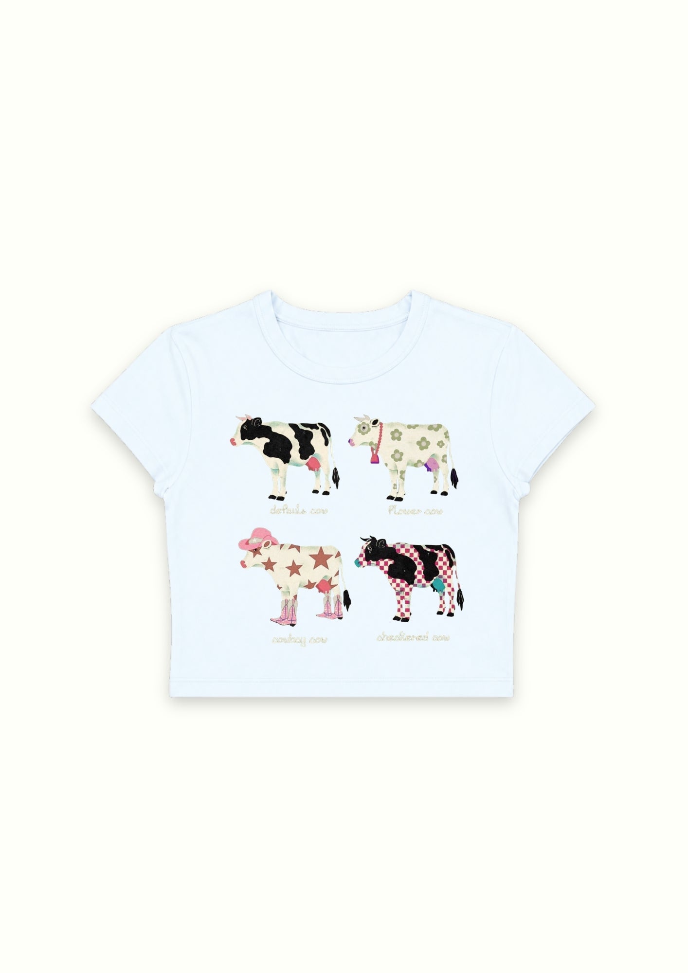 Pastel Cow Parade Blue Crop Tee - Enicpet Premium Store