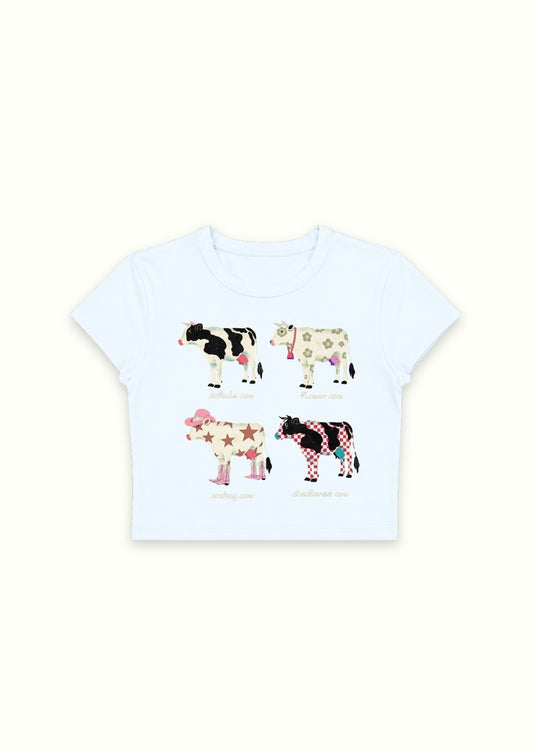 Color Splash Farm Blue Crop Tee