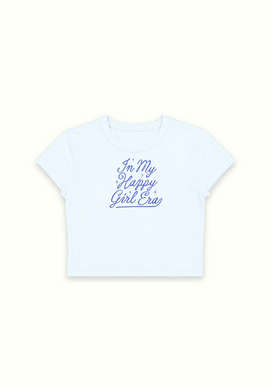 In My Happy Girl Era Blue Crop Tee